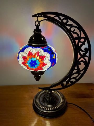 Table lamp, moon, large, multicoloured