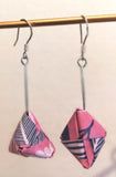 Origamismycken, örhängen: rosa blad