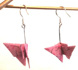 Origamismycken, örhängen: rosa fjärilar